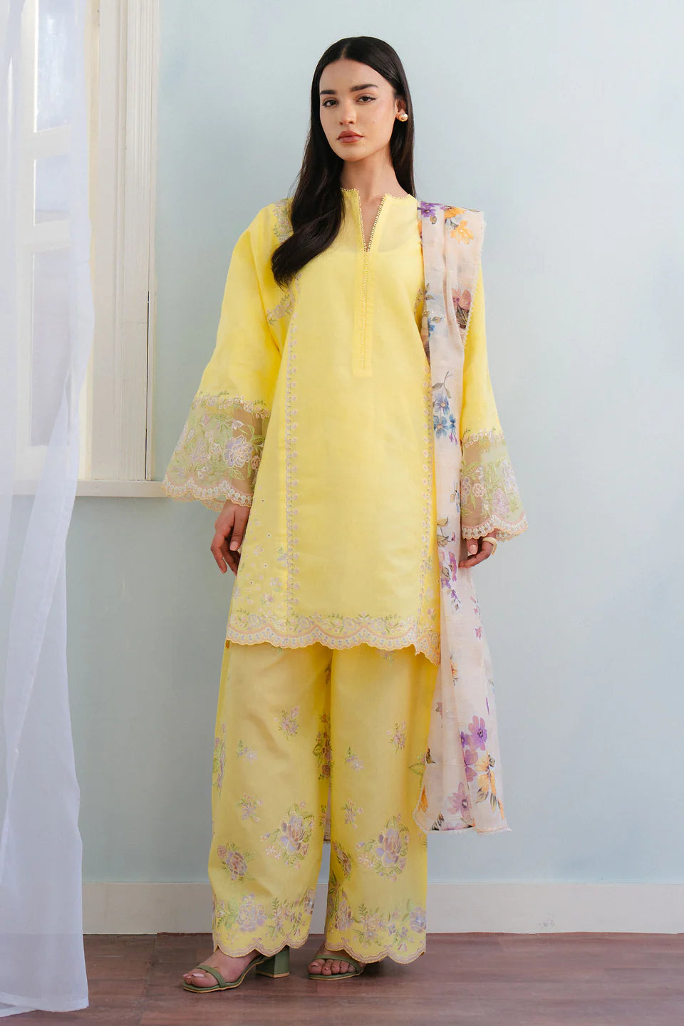 MEADOW-8A | 3Pc Unstitched Suit Embroidered Lawn 25 Coco By Zarashahjahan
