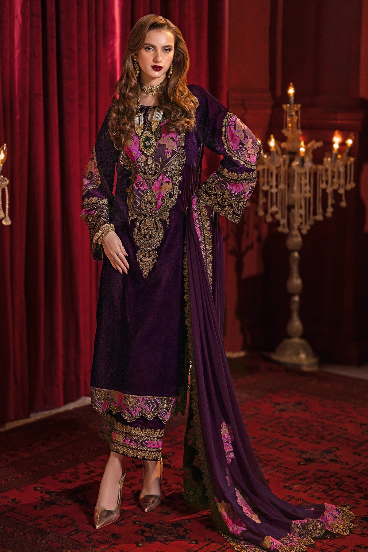 CVT4-01 | 3Pc Unstitched Premium Velvet Suit Signora By Charizma