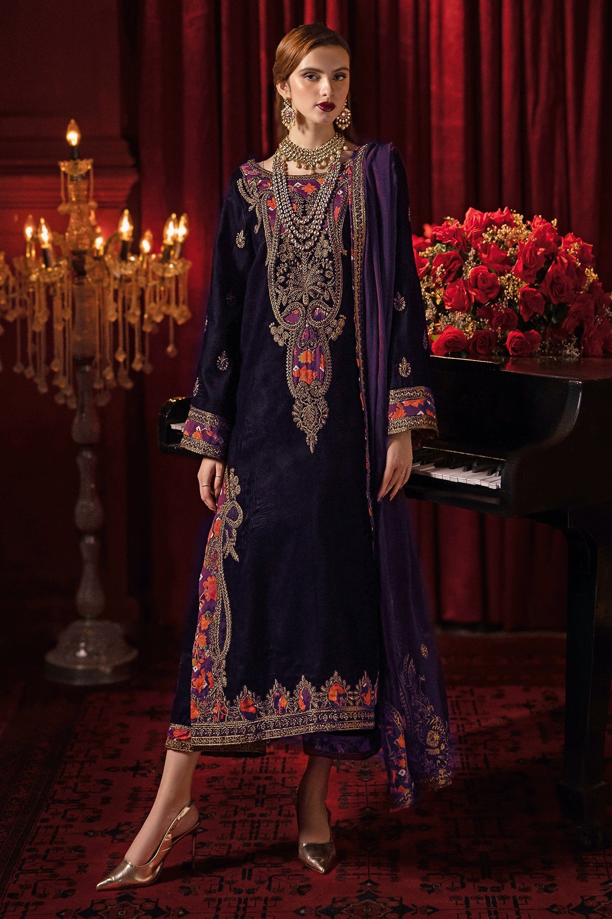 CVT4-08 | 3Pc Unstitched Premium Velvet Suit Signora By Charizma
