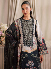 3-PC Unstitched Embroidered Luxury Lawn Jahaan By Mahnur | MJ-01