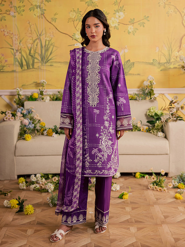 3-PC Unstitched Embroidered Luxury Lawn Jahaan By Mahnur | MJ-04