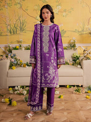 3-PC Unstitched Embroidered Luxury Lawn Jahaan By Mahnur | MJ-04