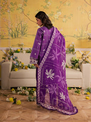 3-PC Unstitched Embroidered Luxury Lawn Jahaan By Mahnur | MJ-04
