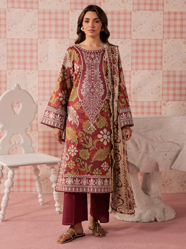 3-PC Unstitched Embroidered Luxury Lawn Jahaan By Mahnur | MJ-05