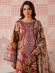 3-PC Unstitched Embroidered Luxury Lawn Jahaan By Mahnur | MJ-05