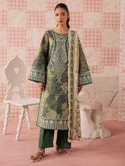 3-PC Unstitched Embroidered Luxury Lawn Jahaan By Mahnur | MJ-06