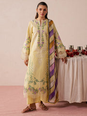 3-PC Unstitched Embroidered Luxury Lawn Jahaan By Mahnur | MJ-07