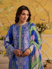 3-PC Unstitched Embroidered Luxury Lawn Jahaan By Mahnur | MJ-08