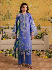 3-PC Unstitched Embroidered Luxury Lawn Jahaan By Mahnur | MJ-08
