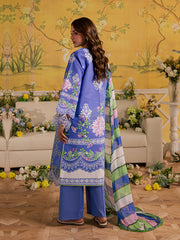 3-PC Unstitched Embroidered Luxury Lawn Jahaan By Mahnur | MJ-08