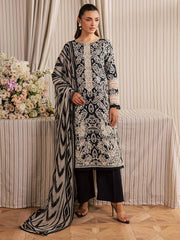 3-PC Unstitched Embroidered Luxury Lawn Jahaan By Mahnur | MJ-09