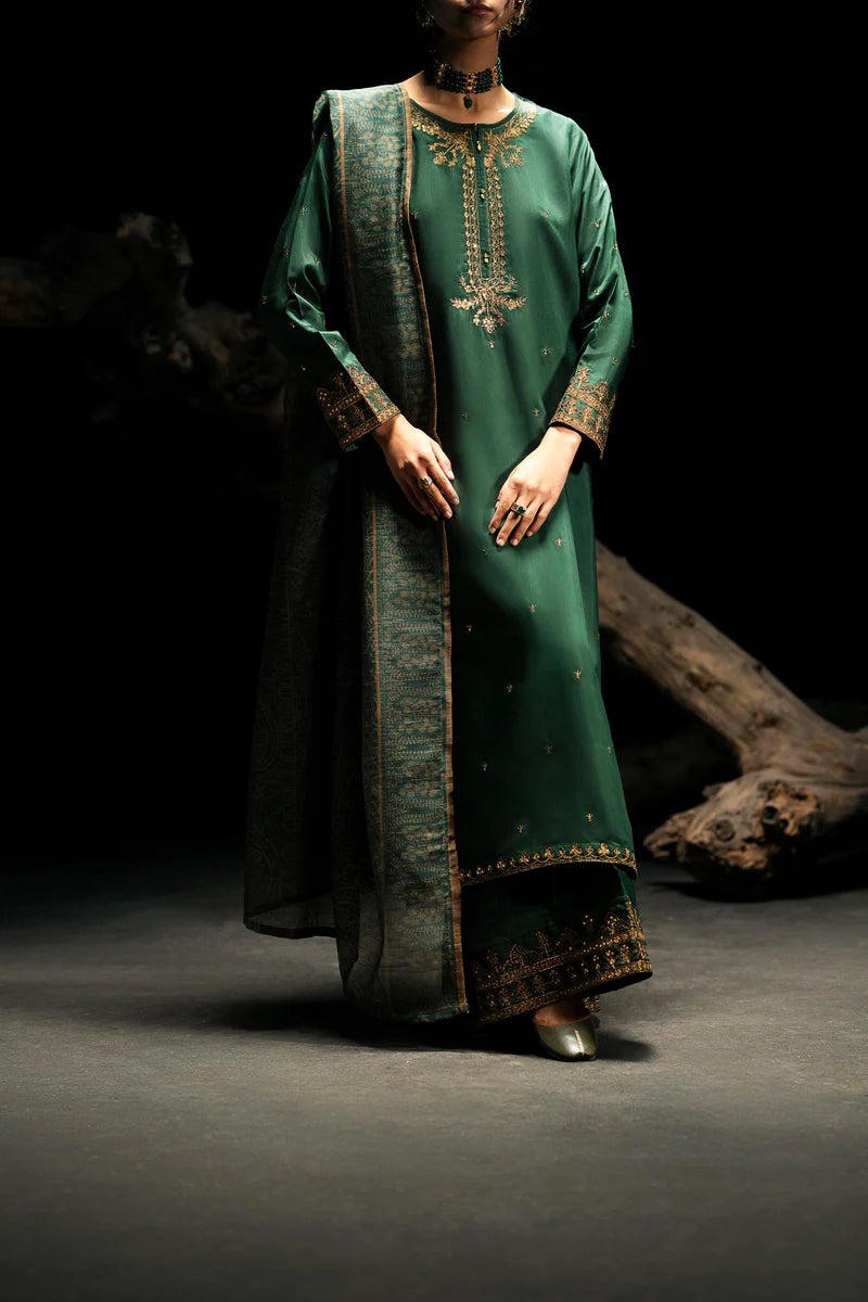 Kryptonian Green | 3Pc Stitched Suit Winter Pret Boutique By Casual Lite