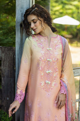 RISATE | 3Pc Unstitched Suit Chikankari Lawn Solace Ombre By Mushq