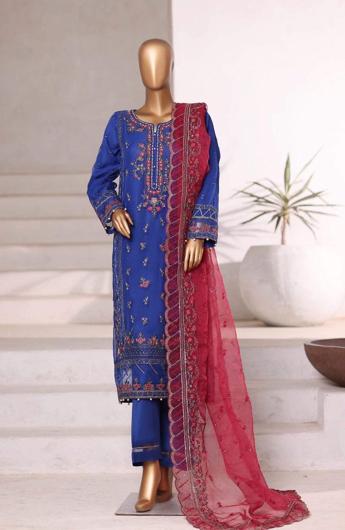 3-PC Stitched Festive Formal Embroidered Mahpara By Sadabahar | 01