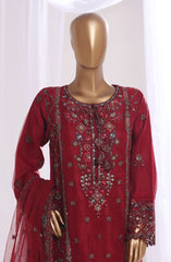 3-PC Stitched Embroidered Organza Mahpara By Sadabahar | AQ-25