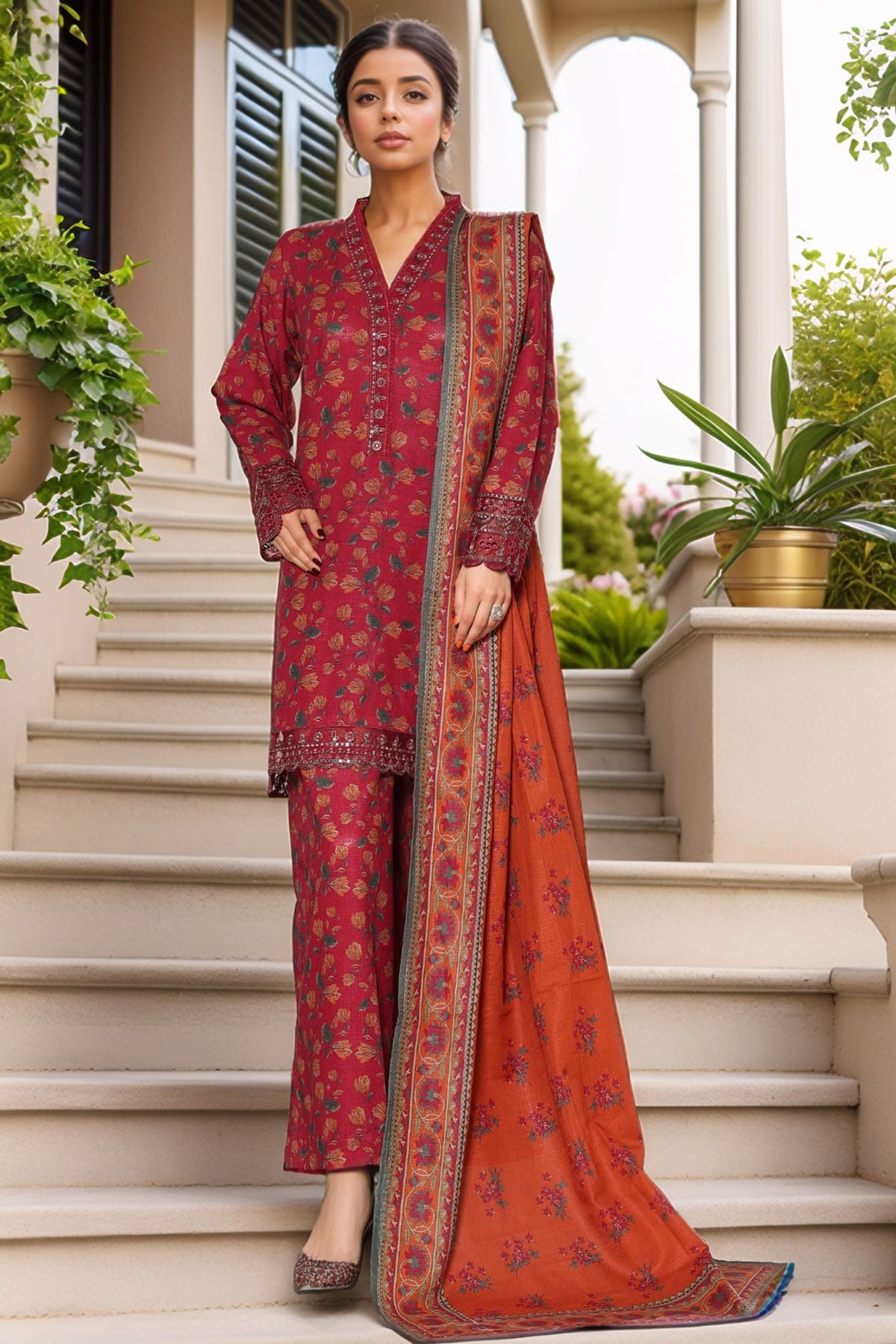 3-PC Stitched Printed Khaddar Malika By Sada Bahar | 5771