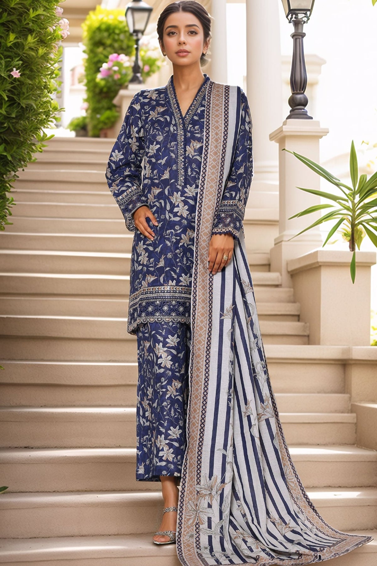 3-PC Stitched Printed Khaddar Malika By Sada Bahar | 5787