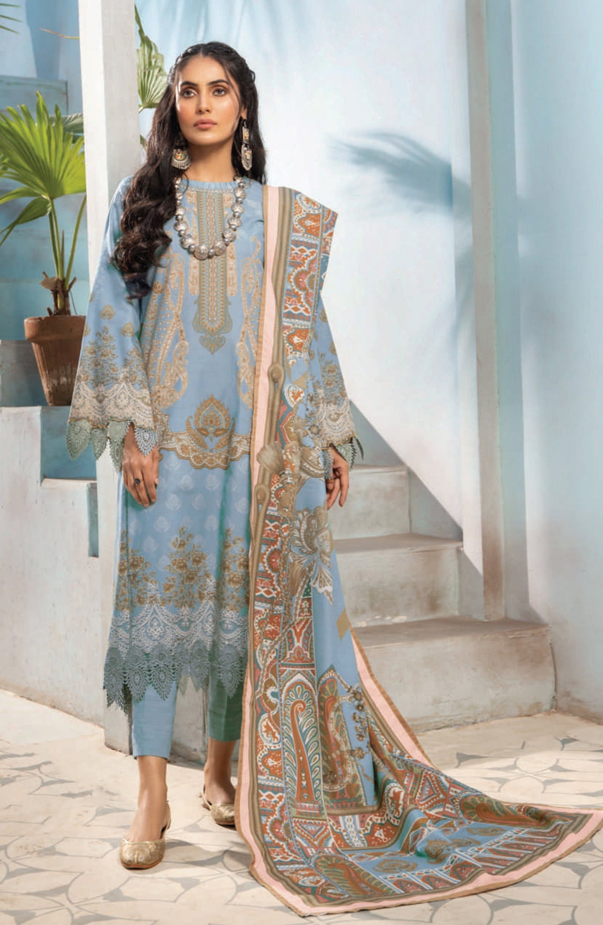 Unstitched 3 Piece Printed Khaddar By Mausummery | Opal
