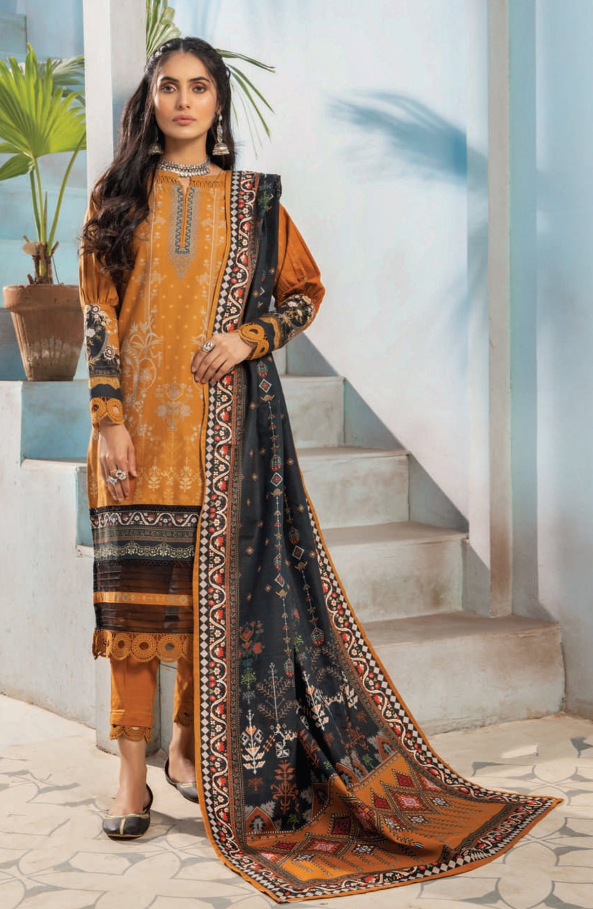 Unstitched 3 Piece Printed Khaddar By Mausummery | Amber