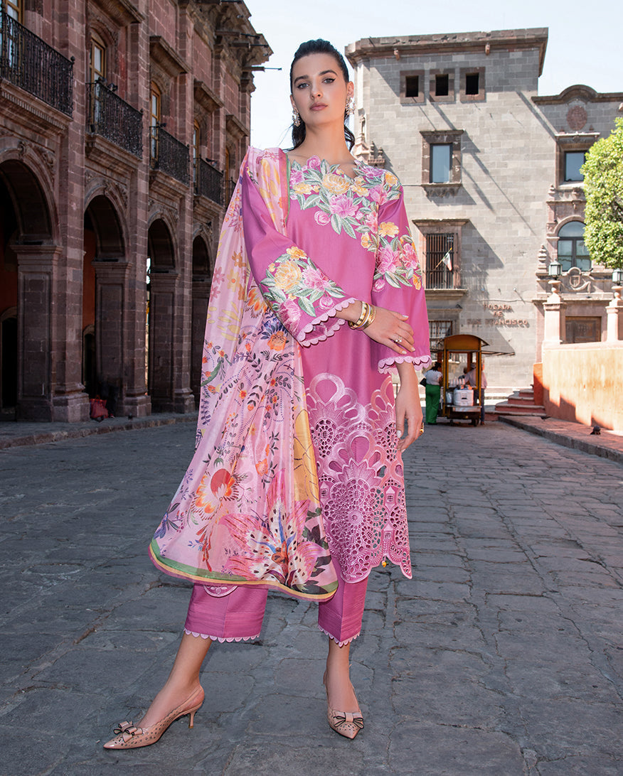 3-PC Unstitched Embroidered Lawn Odessey By Mushq | Meredith