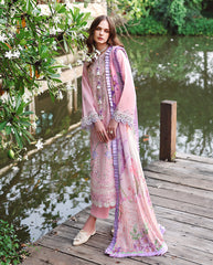 3-PC Unstitched Embroidered Lawn The Secret Garden By Mushq | Moonpetal