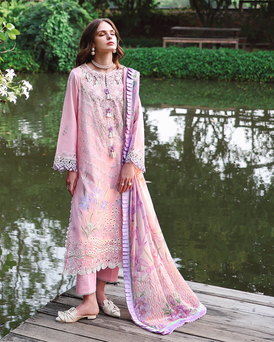 3-PC Unstitched Embroidered Lawn The Secret Garden By Mushq | Moonpetal