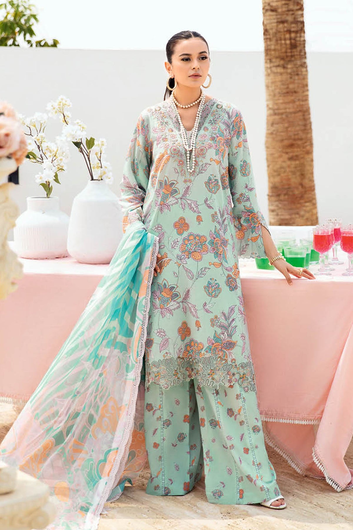 N-607 | 3PC Unstitched Suit Luxury Lawn Vol-06 Rangrez By Ramsha