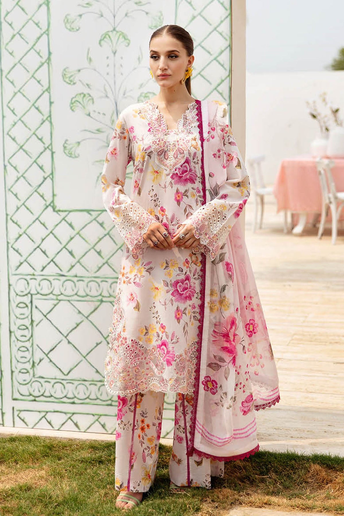 N-608 | 3PC Unstitched Suit Luxury Lawn Vol-06 Rangrez By Ramsha