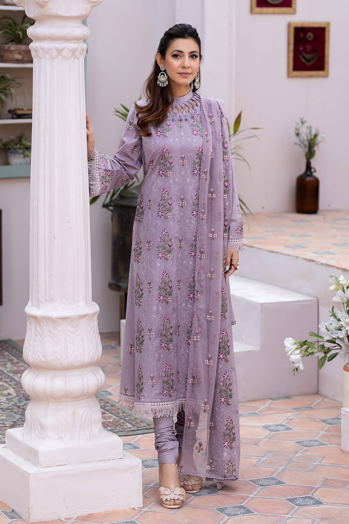 NF-1250 | 3PC Unstitched Sherbano Embroidered Noor-E-Fajar By Raeesa Premium