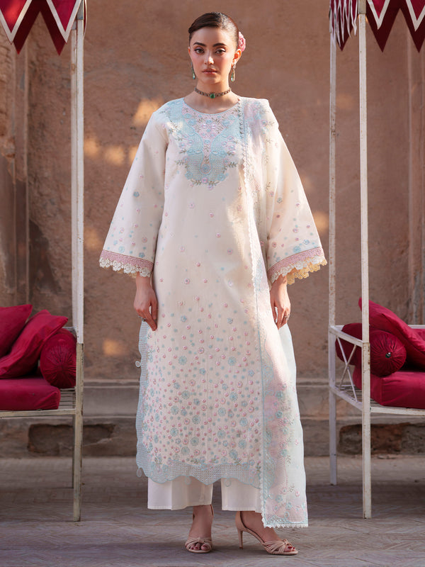 3-PC Unstitched Embroidered Luxury Lawn Nilofer By Mahnur | NL-02