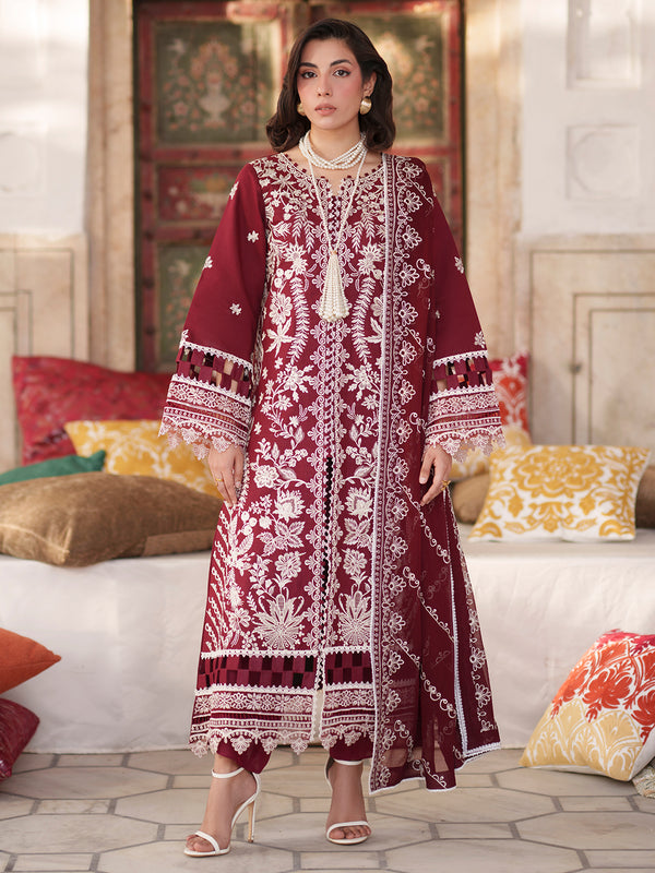3-PC Unstitched Embroidered Luxury Lawn Nilofer By Mahnur | NL-08