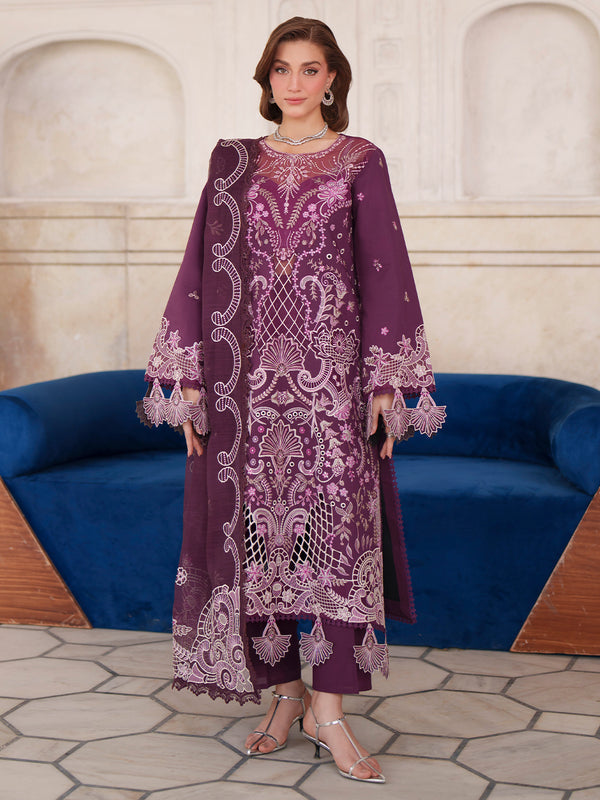 3-PC Unstitched Embroidered Luxury Lawn Nilofer By Mahnur | NL-10