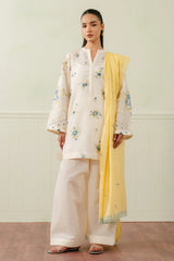 NORA-10B | 3Pc Unstitched Suit Embroidered Lawn 25 Coco By Zarashahjahan