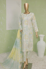 NVE-25B | 3 PC Unstitched Viscose Silk Suit Lawn Naubahar By Hz Textiles