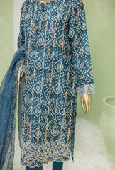 NVE-49B | 3 PC Unstitched Viscose Silk Suit Lawn Naubahar By Hz Textiles