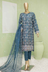 NVE-49B | 3 PC Unstitched Viscose Silk Suit Lawn Naubahar By Hz Textiles