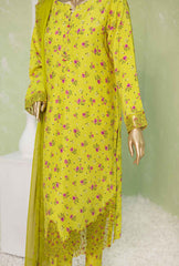 NVE-51 | 3 PC Unstitched Viscose Silk Suit Lawn Naubahar By Hz Textiles