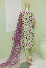 NVE-60 | 3 PC Unstitched Viscose Silk Suit Lawn Naubahar By Hz Textiles