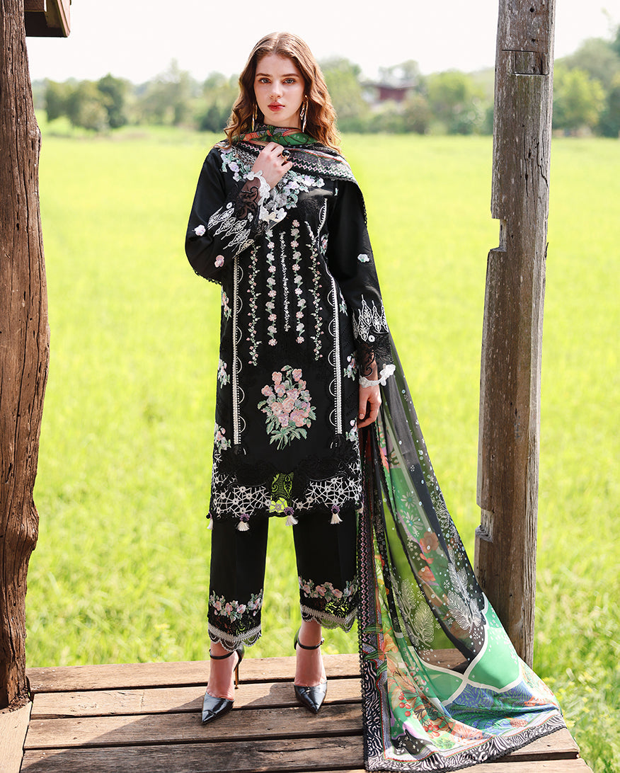 3-PC Unstitched Embroidered Lawn The Secret Garden By Mushq | Nightshade Bloom