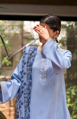 3-PC Stitched Embroidered Cotton Lawn By Casual Lite | Outfit-02 Little Sky