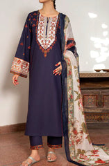 3-PC Stitched Embroidered Cotton Lawn By Casual Lite | Outfit-04 Blue