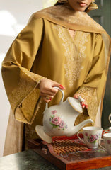 3-PC Stitched Embroidered Cotton Lawn By Casual Lite | Outfit-05 Earthy Tone