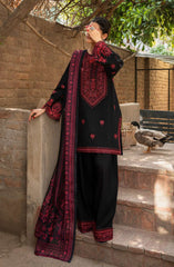 3-PC Stitched Embroidered Cotton Lawn By Casual Lite | Outfit-06 Black Classic