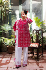 3-PC Stitched Embroidered Cotton Lawn By Casual Lite | Outfit-07 Pretty Pink