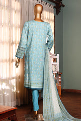 01 | 3 PC Unstitched Premium Lawn Suit By Hz Textiles