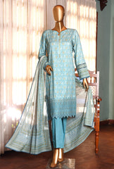 01 | 3 PC Unstitched Premium Lawn Suit By Hz Textiles