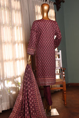 09 | 3 PC Unstitched Premium Lawn Suit By Hz Textiles