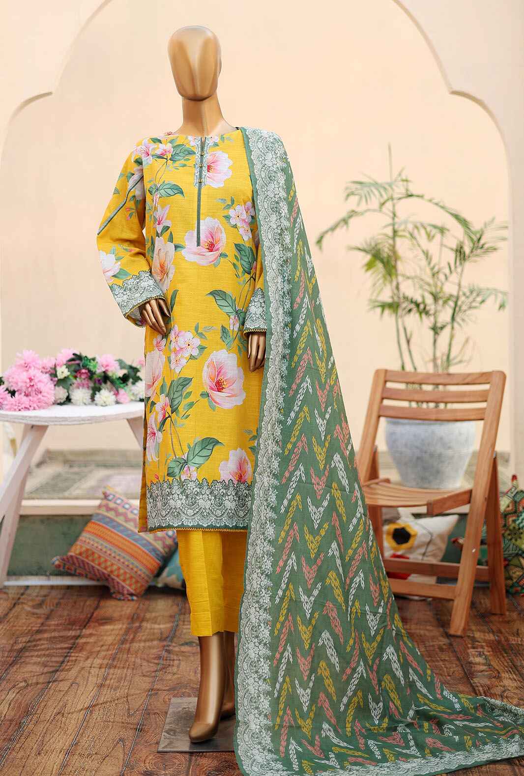 PKP-39 | 3Pc Unstitched Suit Winter Digital Printed Khaddar Premium By Hz Textiles