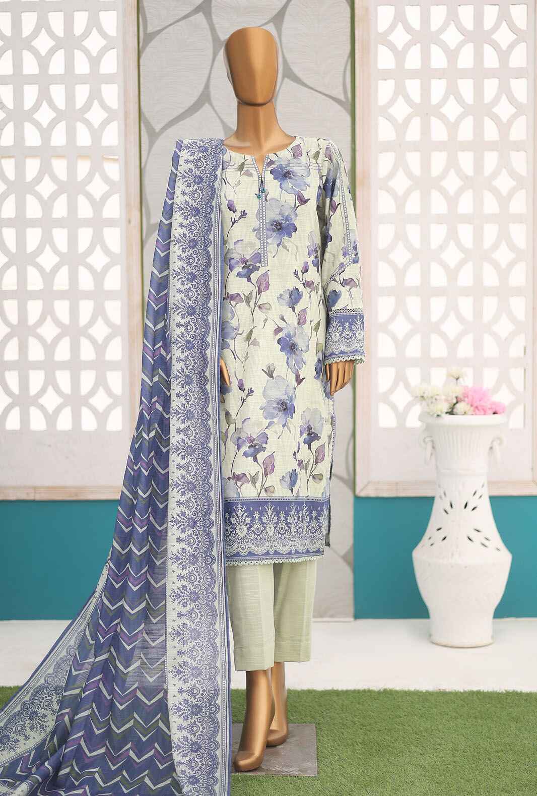 PKP-43 | 3Pc Unstitched Suit Winter Digital Printed Khaddar Premium By Hz Textiles