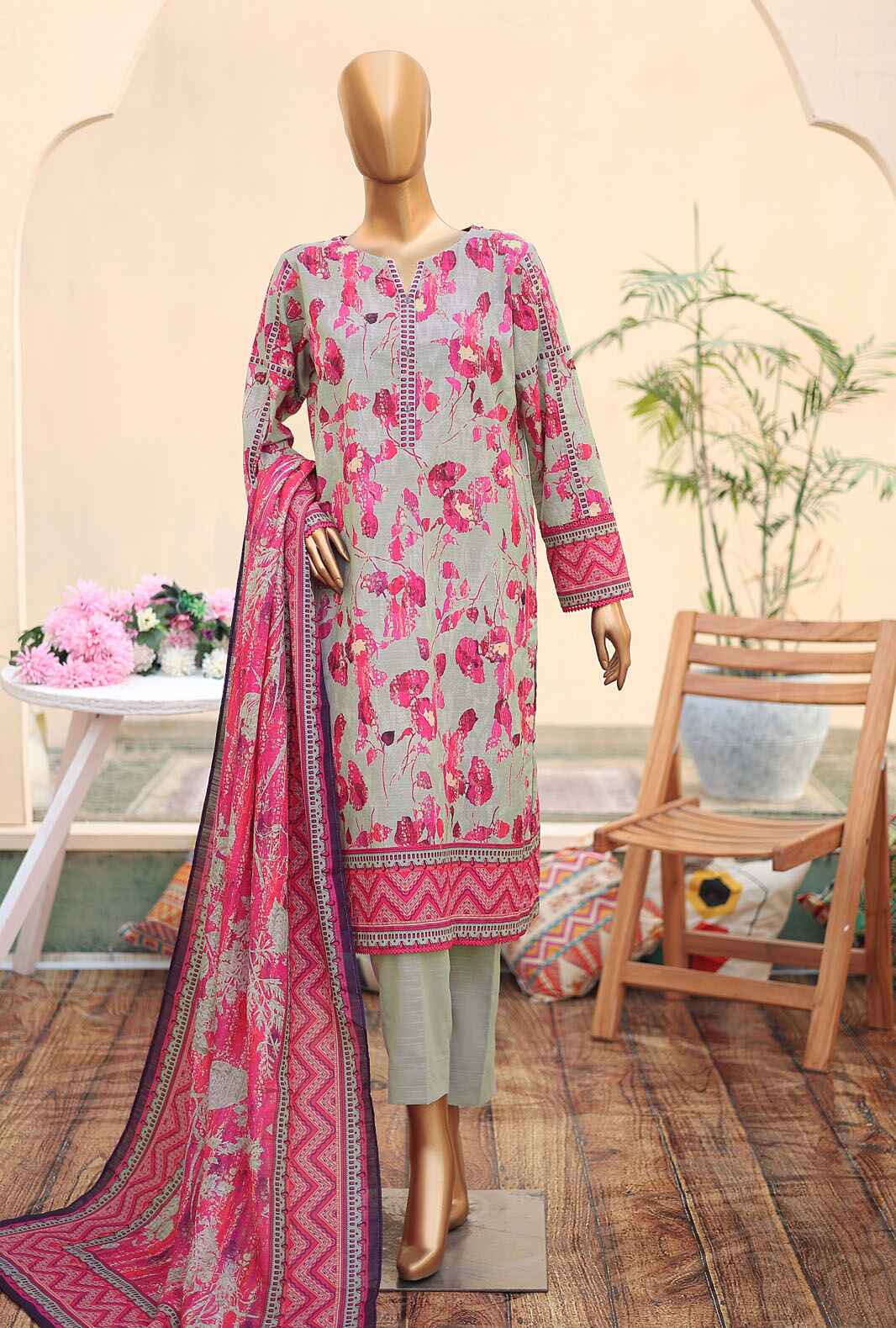 PKP-40 | 3Pc Unstitched Suit Winter Digital Printed Khaddar Premium By Hz Textiles